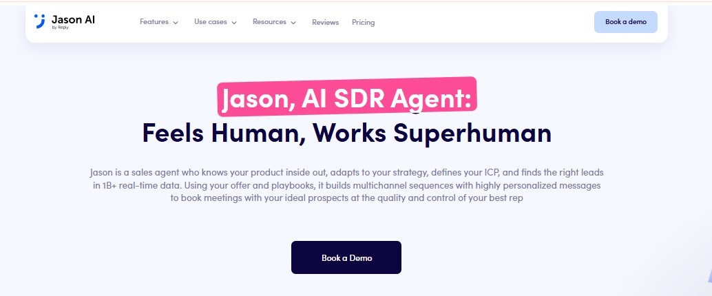 Jason AI sales agent landing page.
