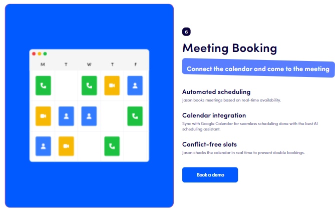 Meeting booking interface with calendar integration.