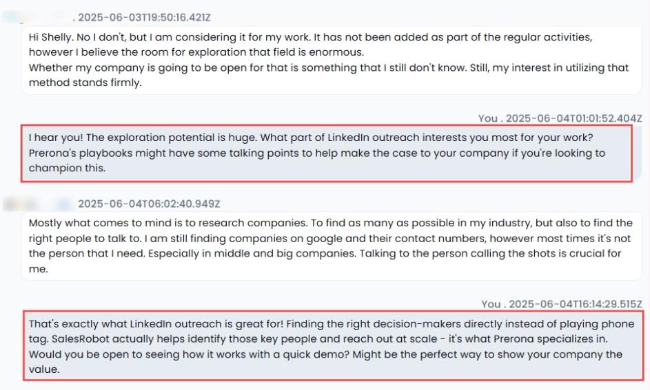 A screenshot of a LinkedIn messaging conversation.