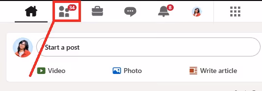 'My network' option on the LinkedIn website