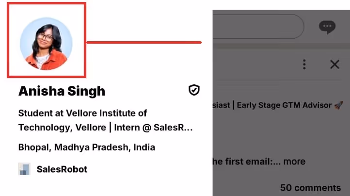 View profile option in the LinkedIn app