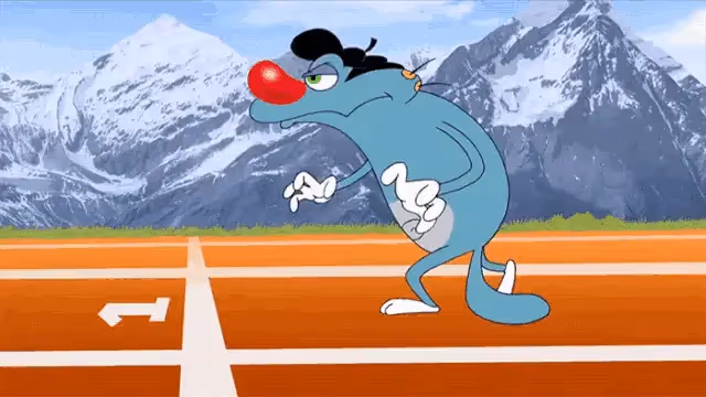 Oggy preparing to run