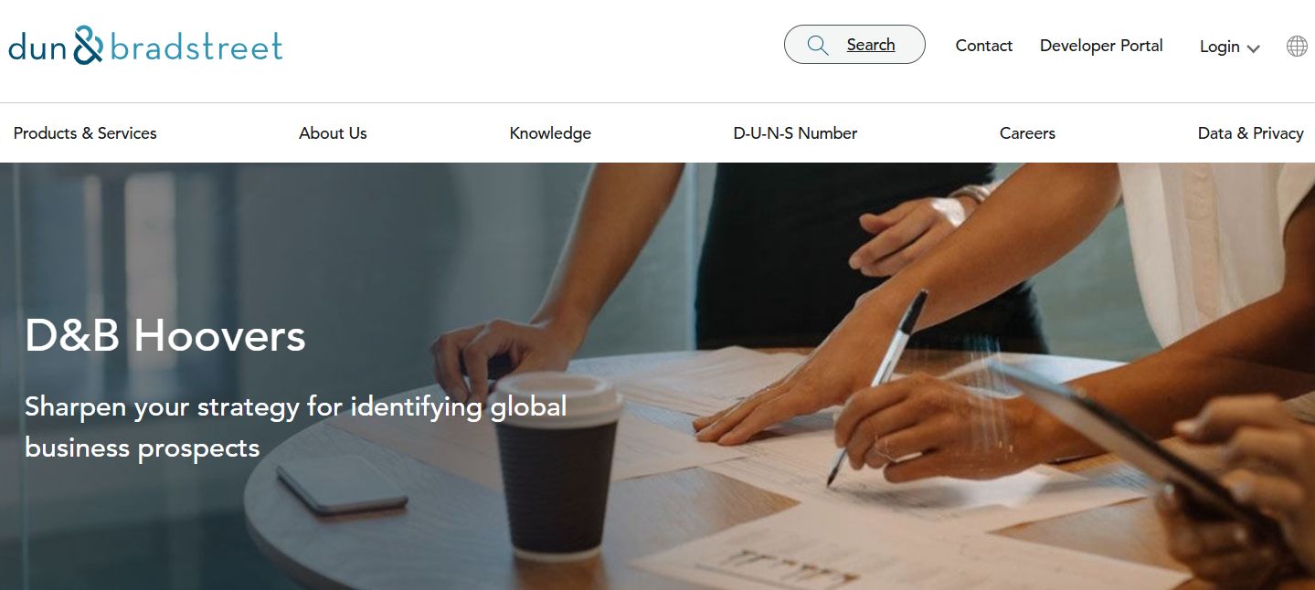 D&B Hoovers homepage