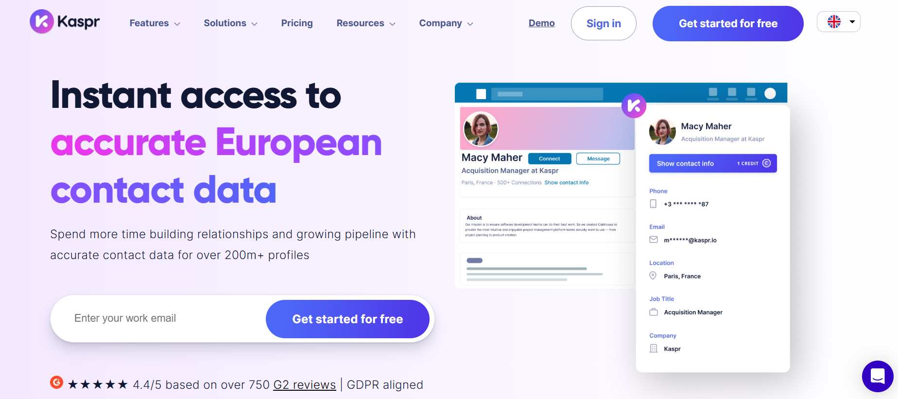 Kaspr website homepage