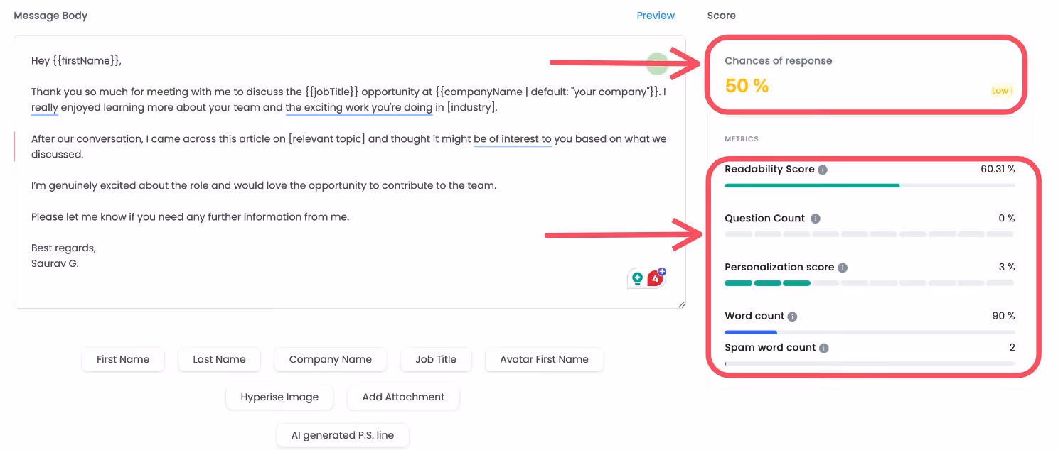 After interview Follow up email template 5