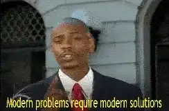 Guy saying modern problems require modern solutions.