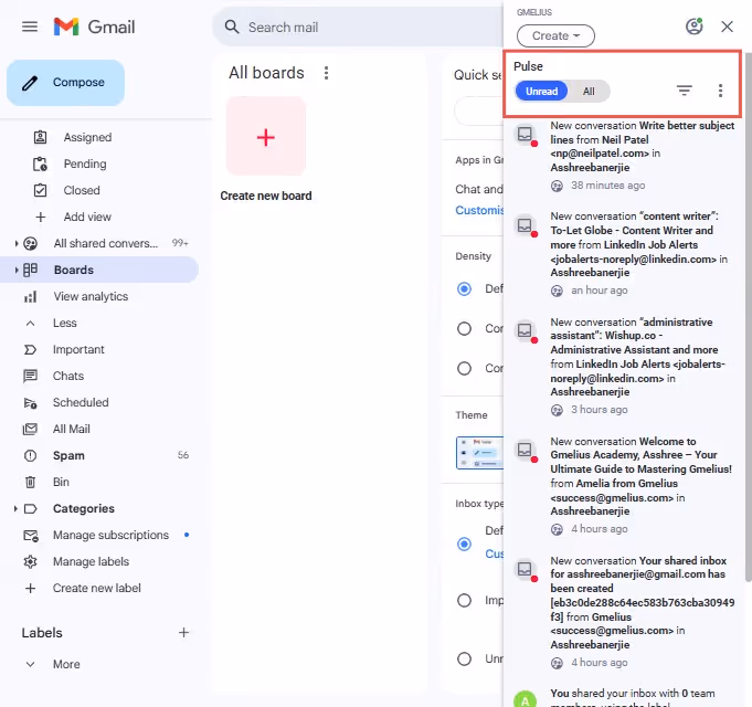 Screenshot of Gmelius showing how to create and share email templates and snippets.
