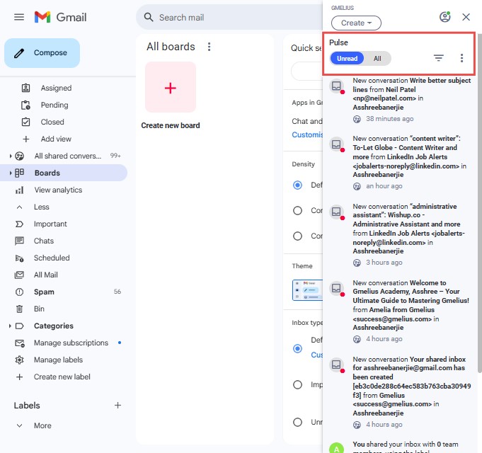Screenshot of Gmelius showing how to create and share email templates and snippets.
