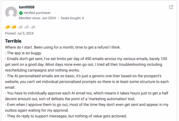negative appsumo review