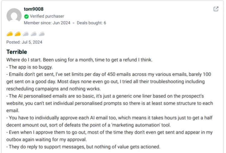 negative appsumo review