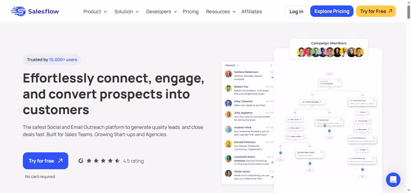 Salesflow homepage