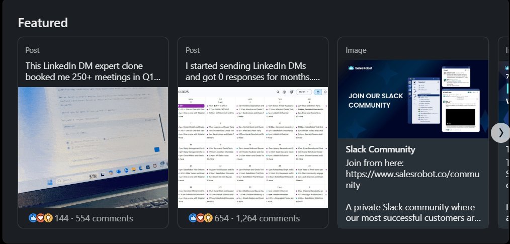 linkedin portfolio showing the featured section