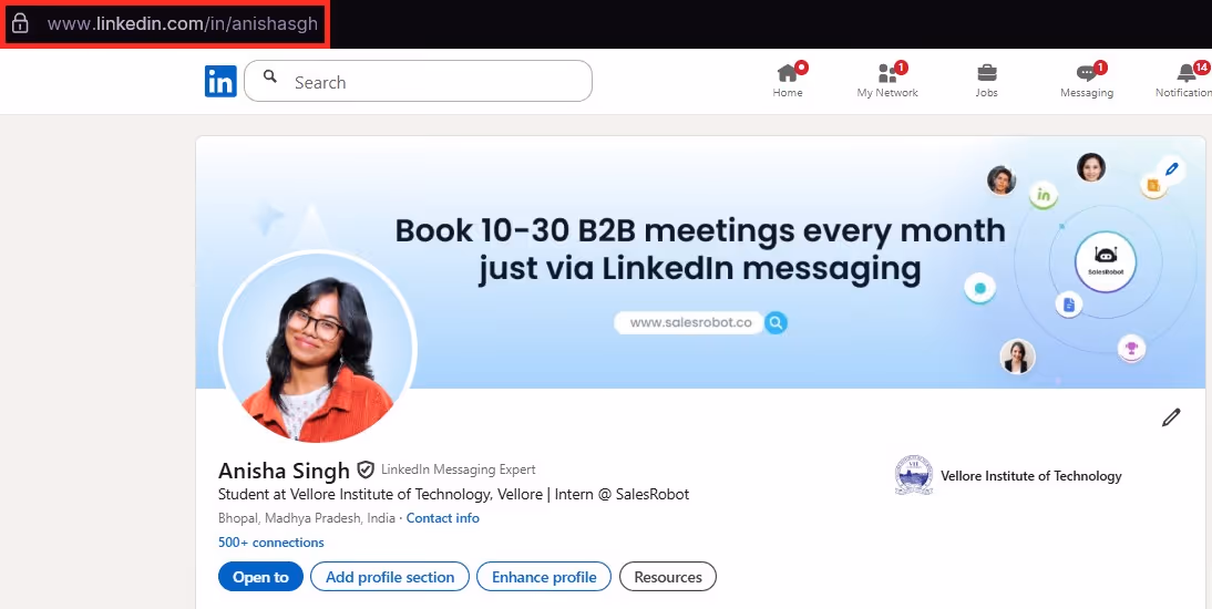 LinkedIn profile URL