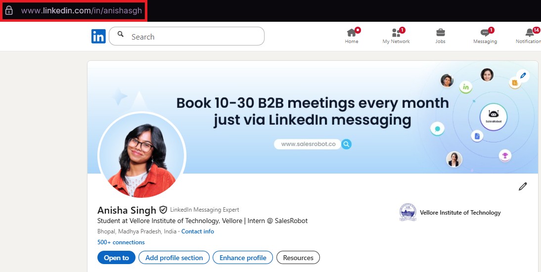 LinkedIn profile URL