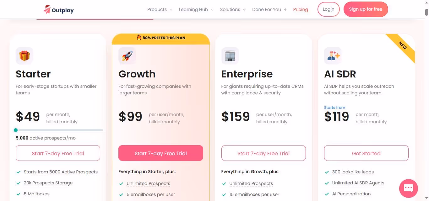 4 pricing plans - outplay