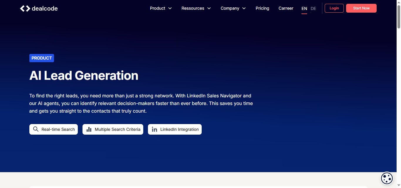 Dealcode AI Lead Generation page.