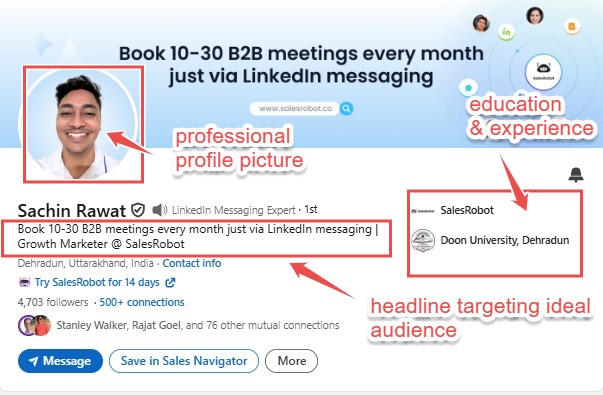 Complete LinkedIn profile