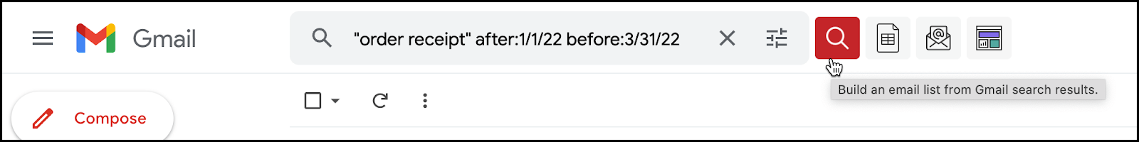 Building an email list from Gmail search results.
