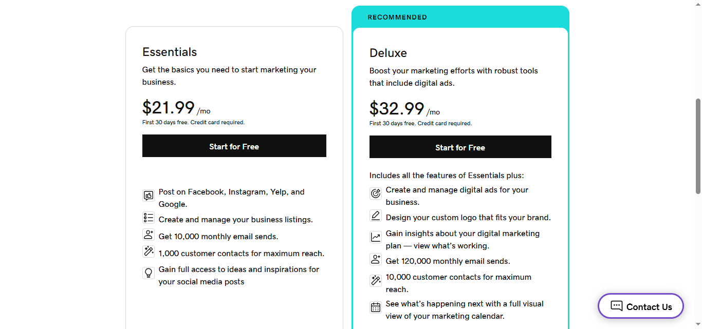 GoDaddy digital marketing pricing