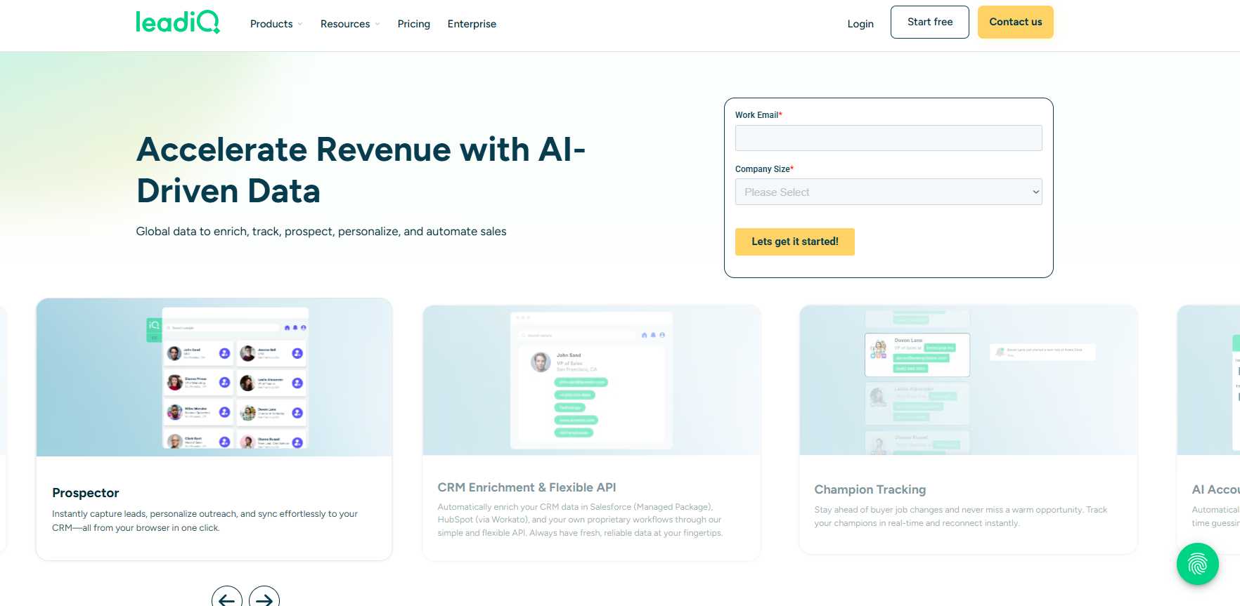 LeadIQ homepage