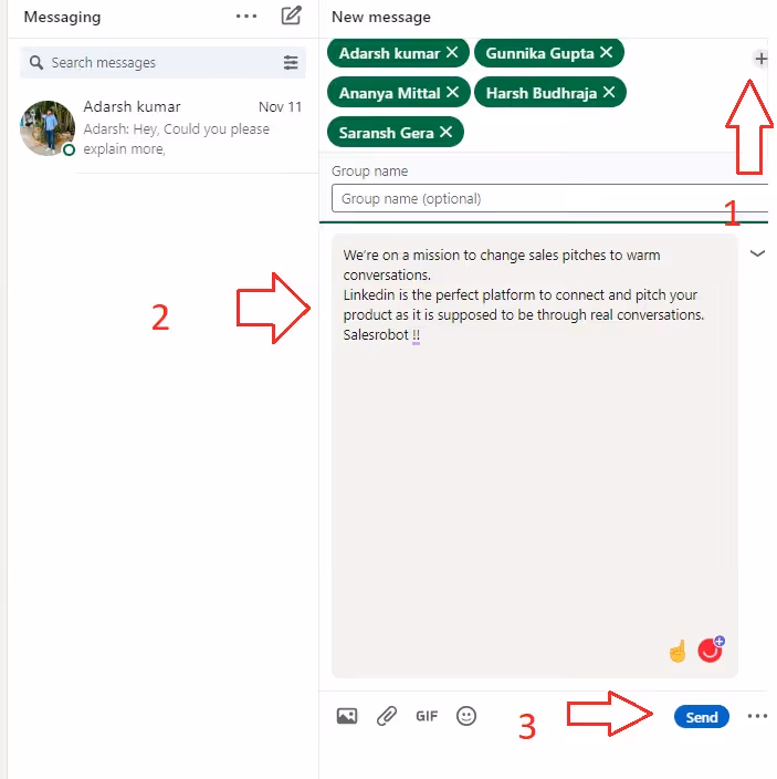 Composing LinkedIn message