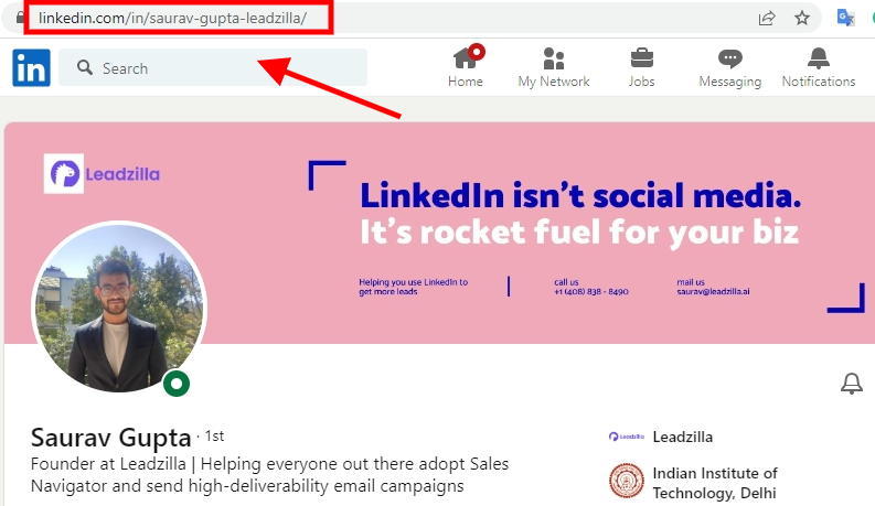 Example of linkedin short url