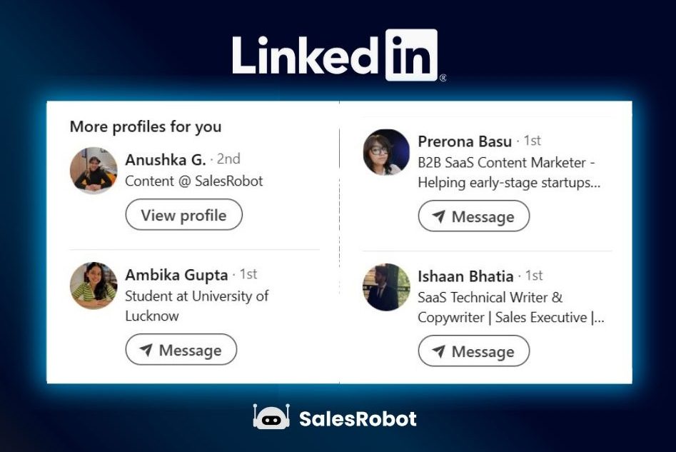 LinkedIn popup showing suggested profiles