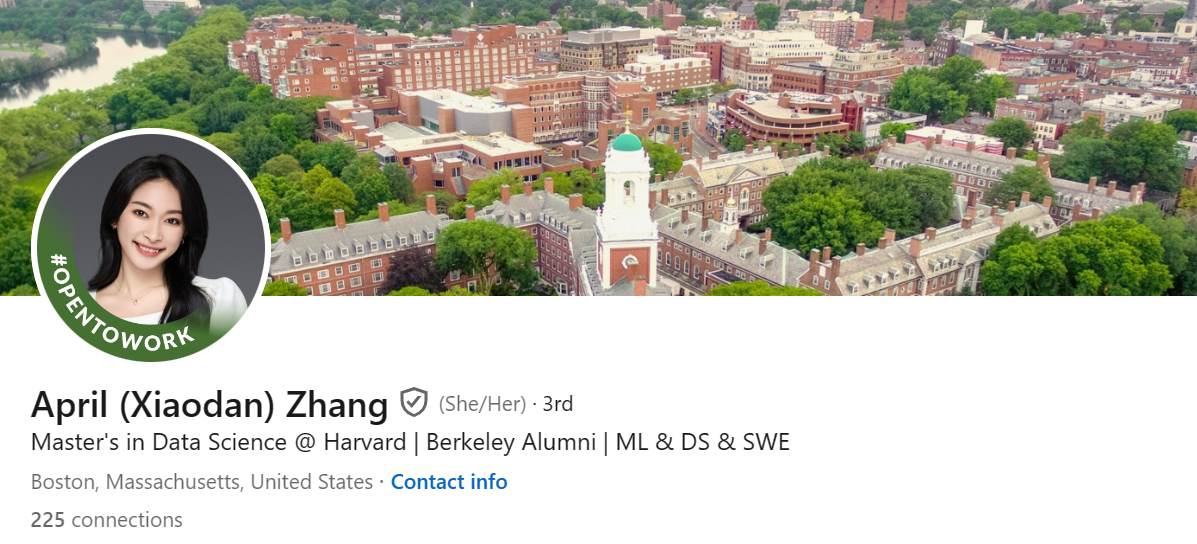 An example of a good LinkedIn profile as a college student.