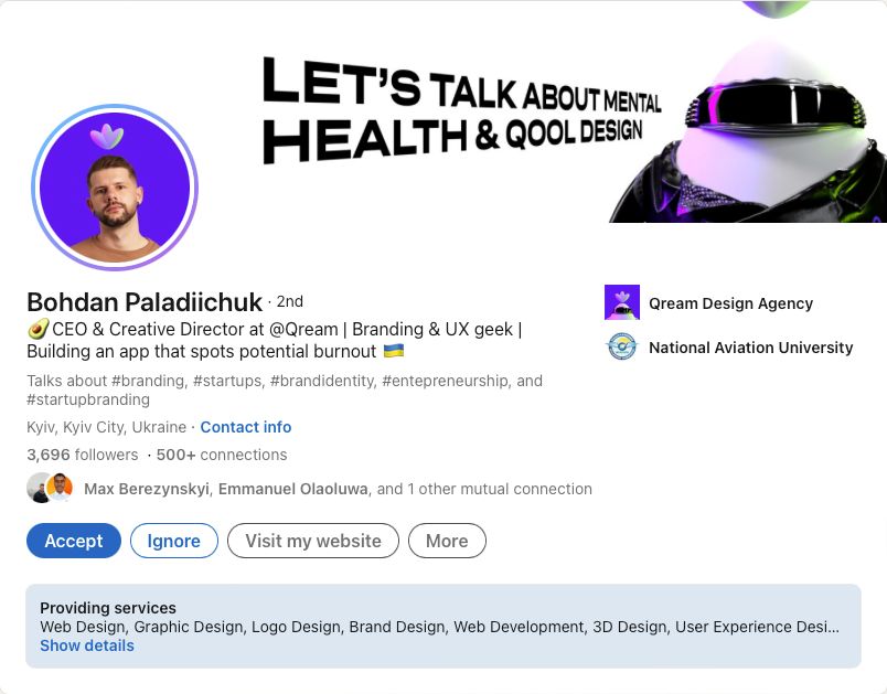 LinkedIn profile example for SMB