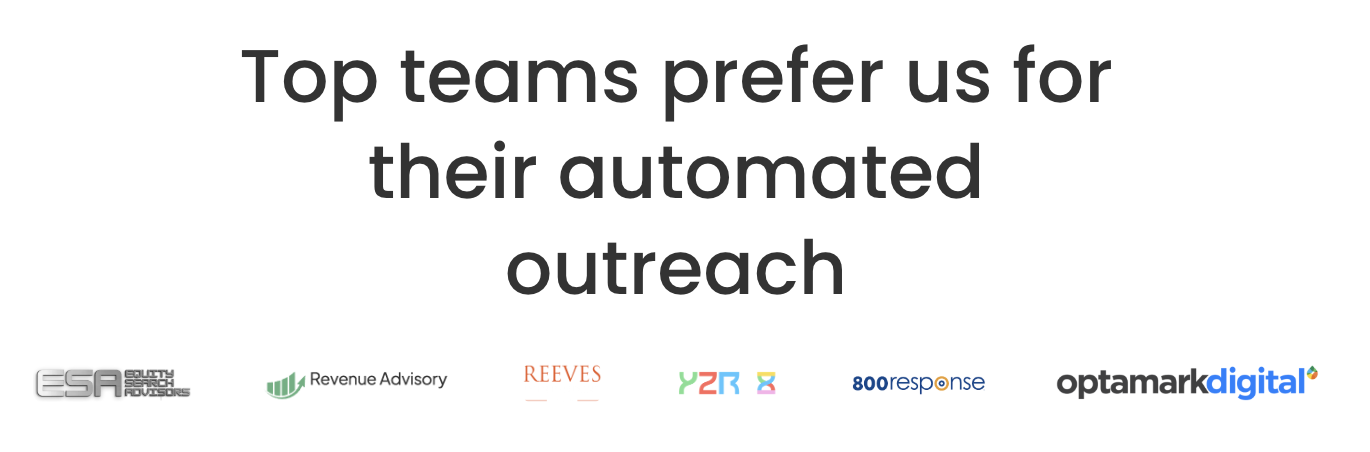 Logos of companies that prefer the product for automated outreach.