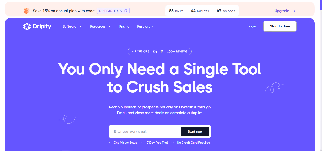 Dripify website homepage.