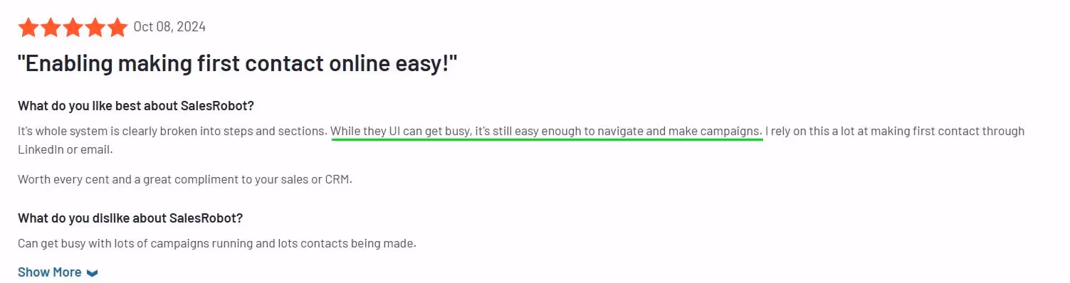 G2 review of SalesRobot