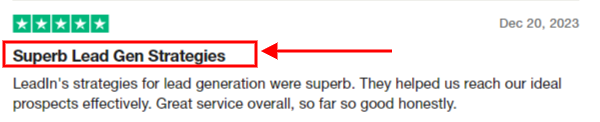 Positive LeadIn review