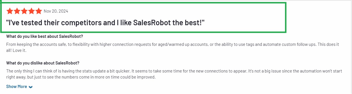 SalesRobot G2 rating image
