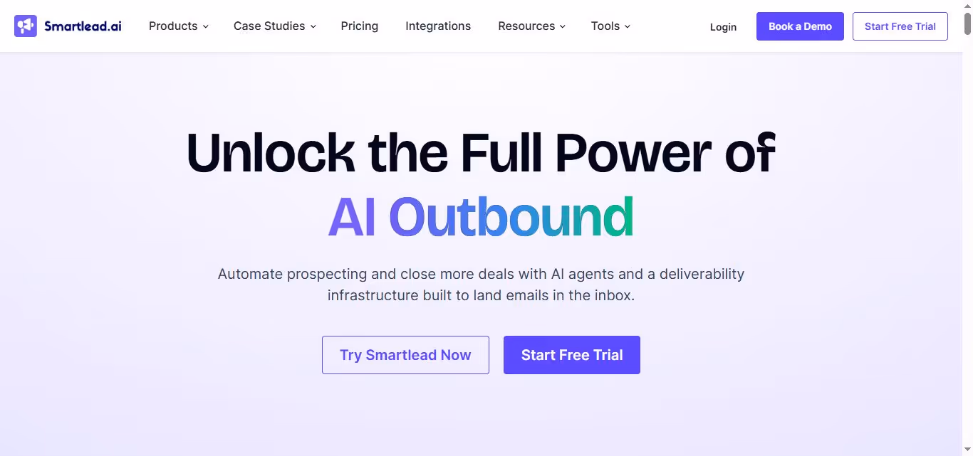 smartlead homepage