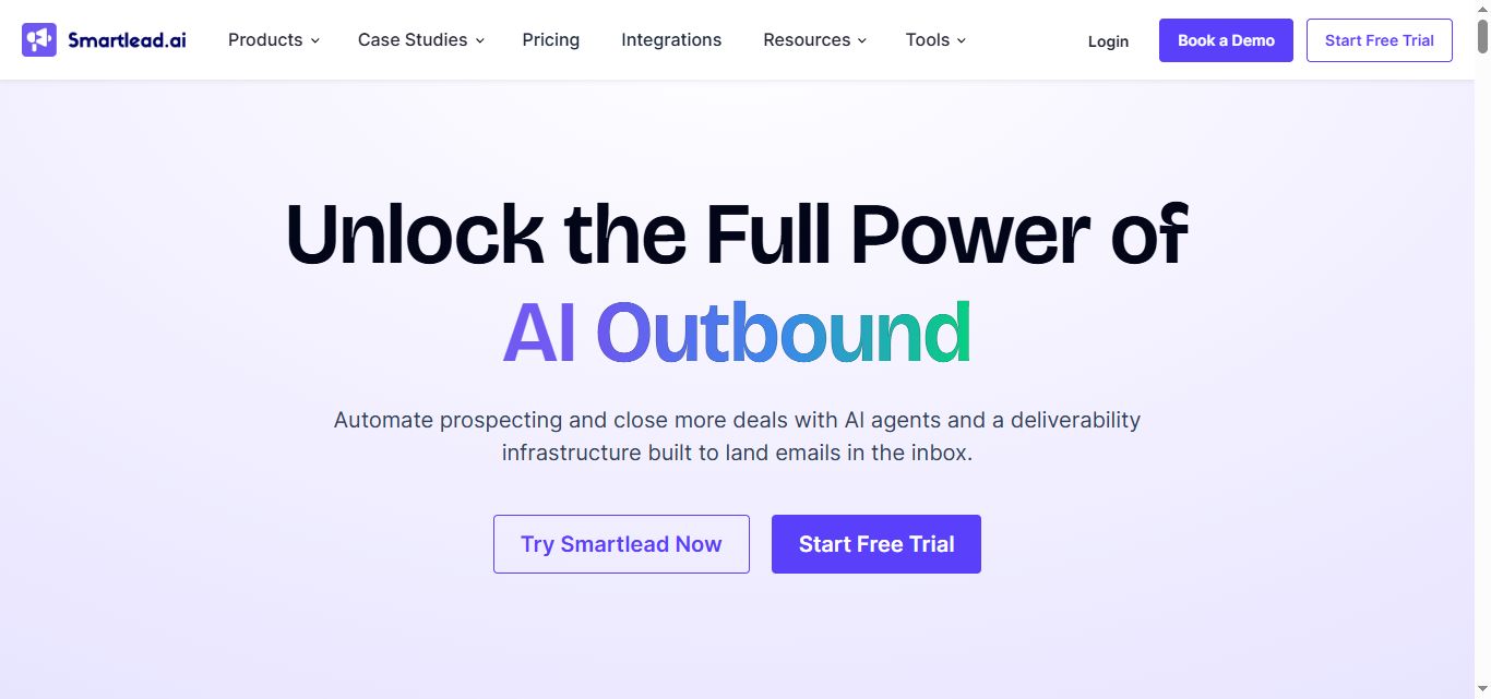 smartlead homepage