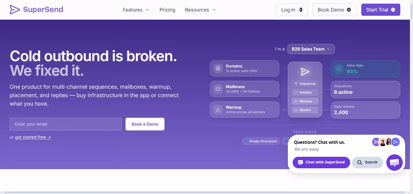 Super Send homepage images