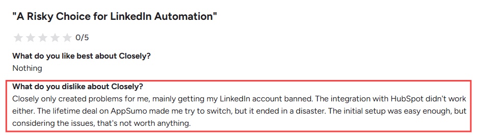 Review title: A Risky Choice for LinkedIn Automation