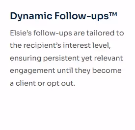 Text describing "Dynamic Follow-ups" by Elsie, an AI sales assistant.