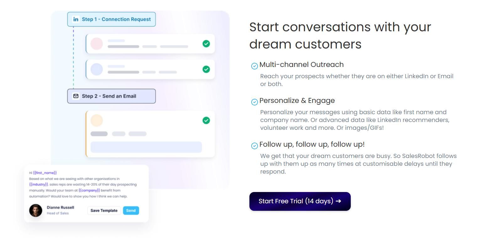 Sales automation platform to help you start conversations with your dream customers.