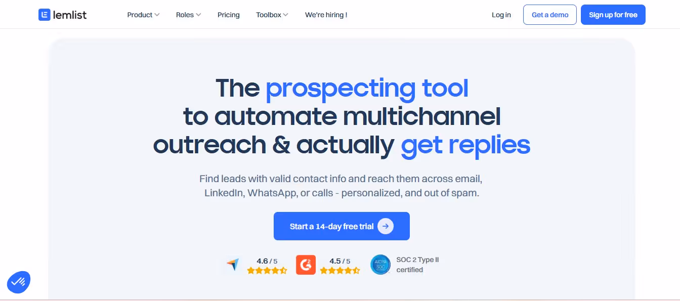 lemlist homepage
