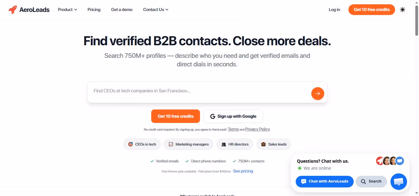 B2B data and contacts search platform