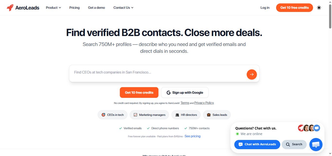 B2B data and contacts search platform