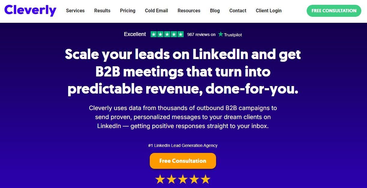 Cleverly website advertising lead generation services on LinkedIn.
