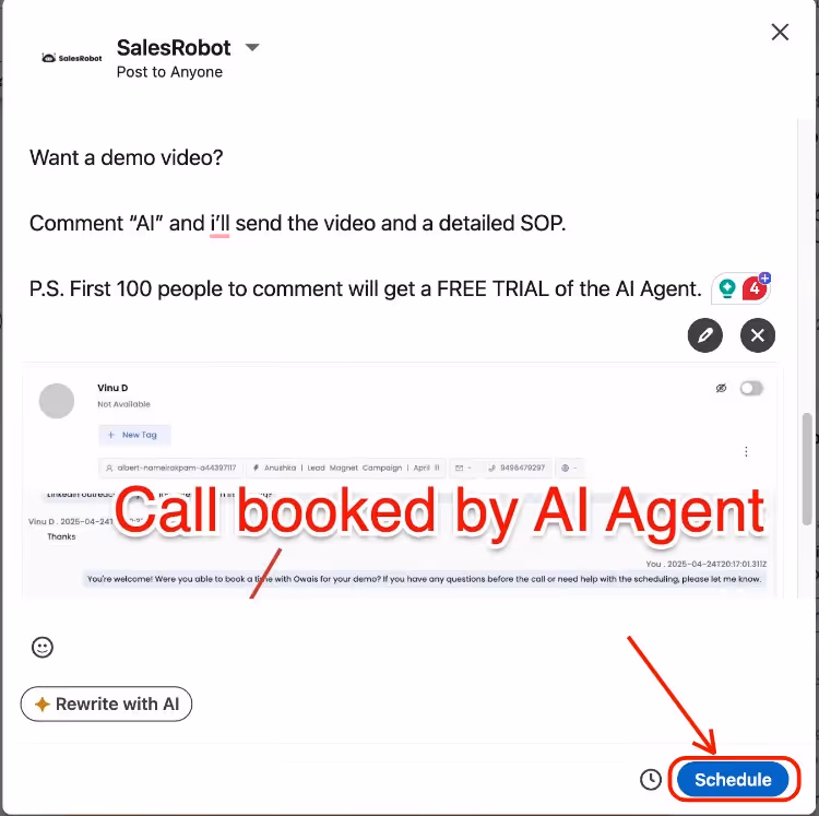 Schedule for LinkedIn post 