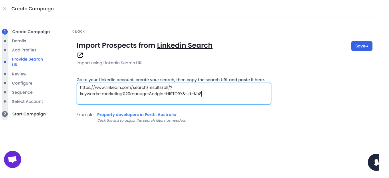 Option in SalesRobot to import prospects list.