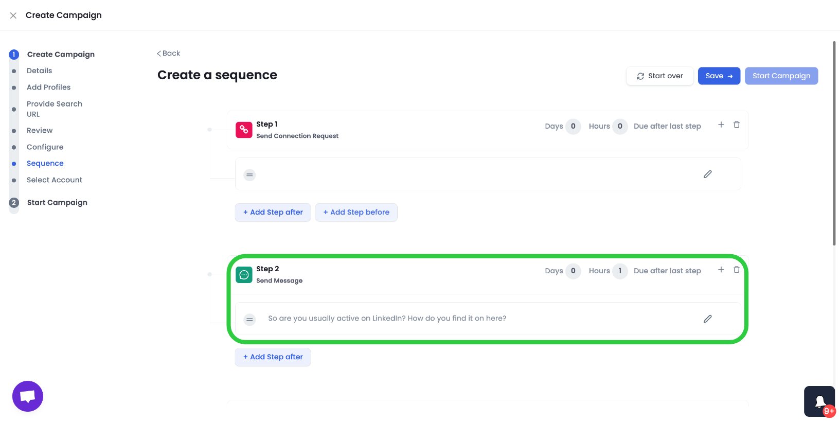 Create a sequence screen.