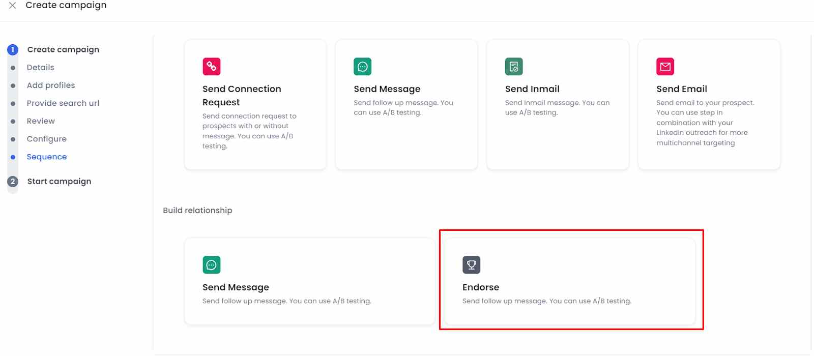 SalesRobot endorse feature