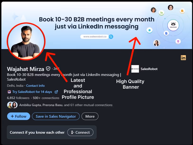 Customized LinkedIn profile picture and banner