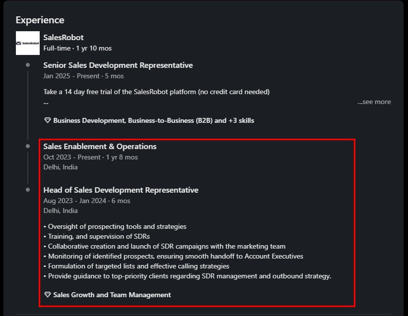 LinkedIn job description